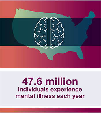 47.6 million individuals experiencing mental illness each year